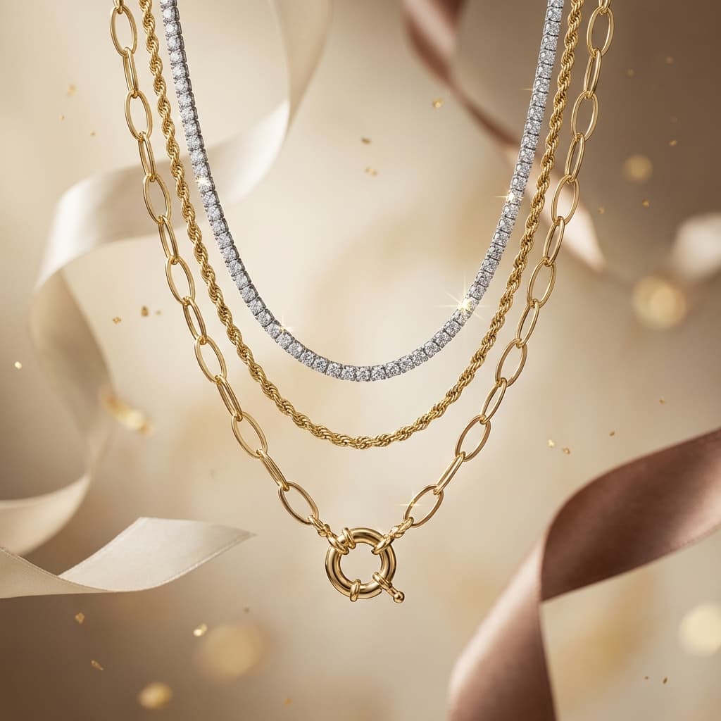 Gold chains and diamond tennis necklace jewelry for repair or sale