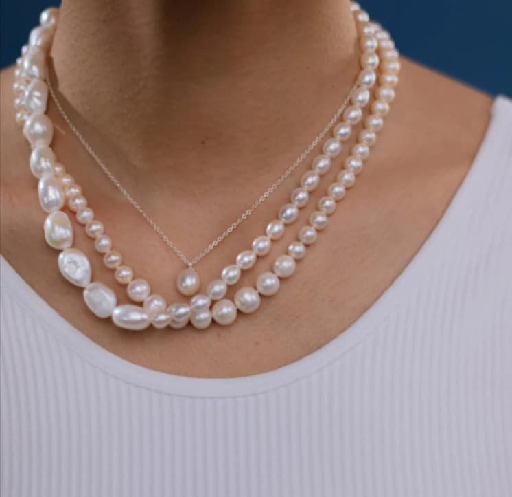 Elegant layered pearl necklace set. Pearl necklace repair available.