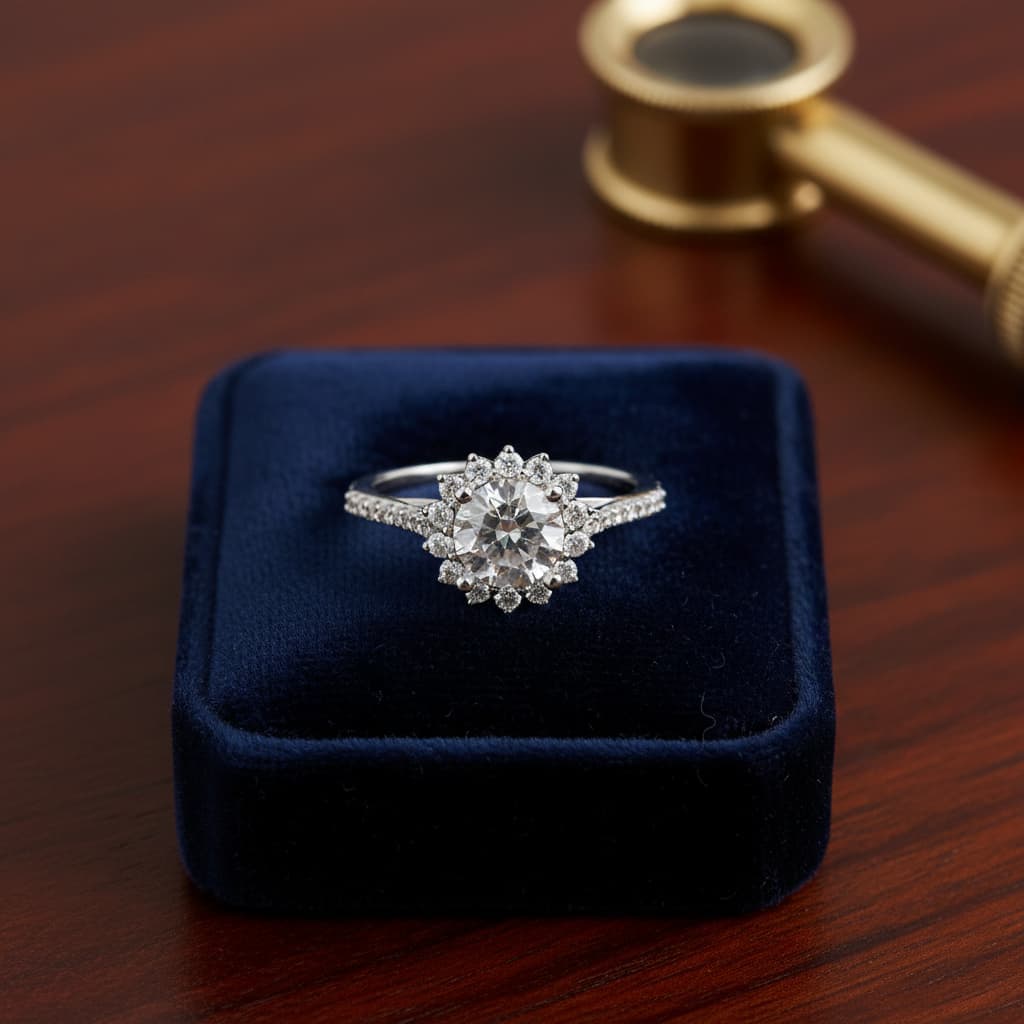 Diamond halo ring, jewelry repair, sales, custom ring setting, jewelry appraisals