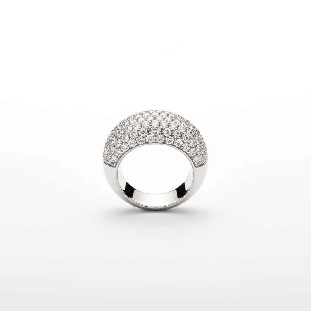 White gold ring with pave diamond setting, jewelry repair and sales